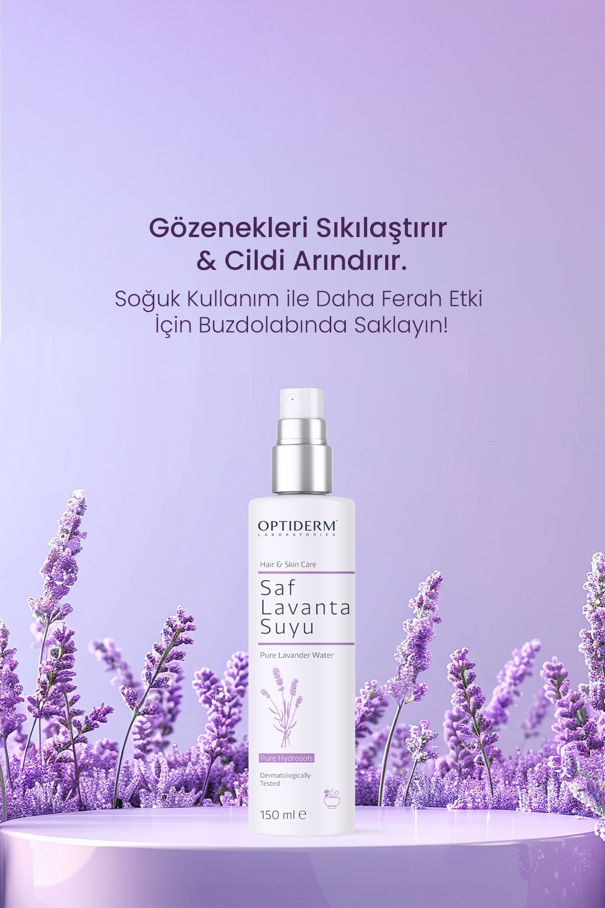 Optiderm Lavanta Suyu Canlandırıcı ve Besleyici Tonik %100 Doğal ve Saf 150 ml