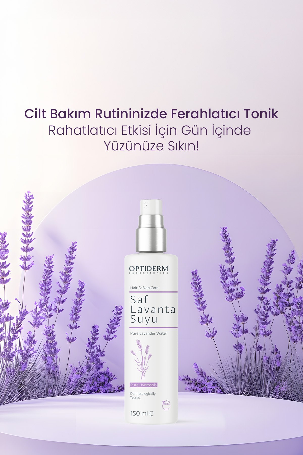 Optiderm Lavanta Suyu Canlandırıcı ve Besleyici Tonik %100 Doğal ve Saf 150 ml